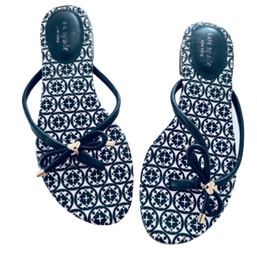 Kate Spade Mystic Bow Black White Sandals Size 8M